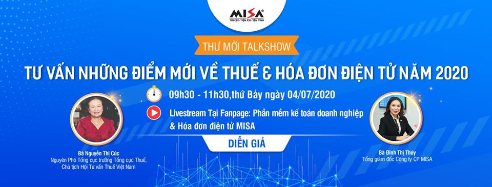 Talkshow: Tư vấn điểm mới về Thuế & Hóa đơn điện tử năm 2020 miễn phí dành cho doanh nghiệp